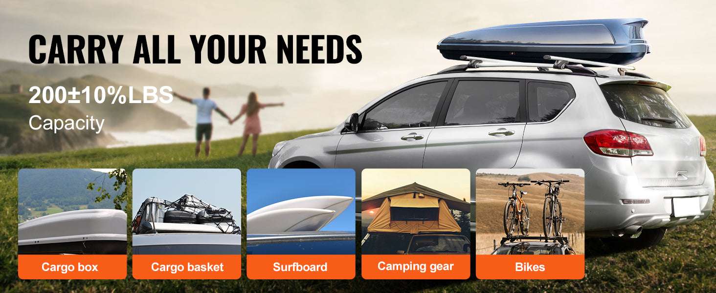 Adjustable Aluminum Roof Rack Crossbars 200lbs for SUVs & Sedans-france