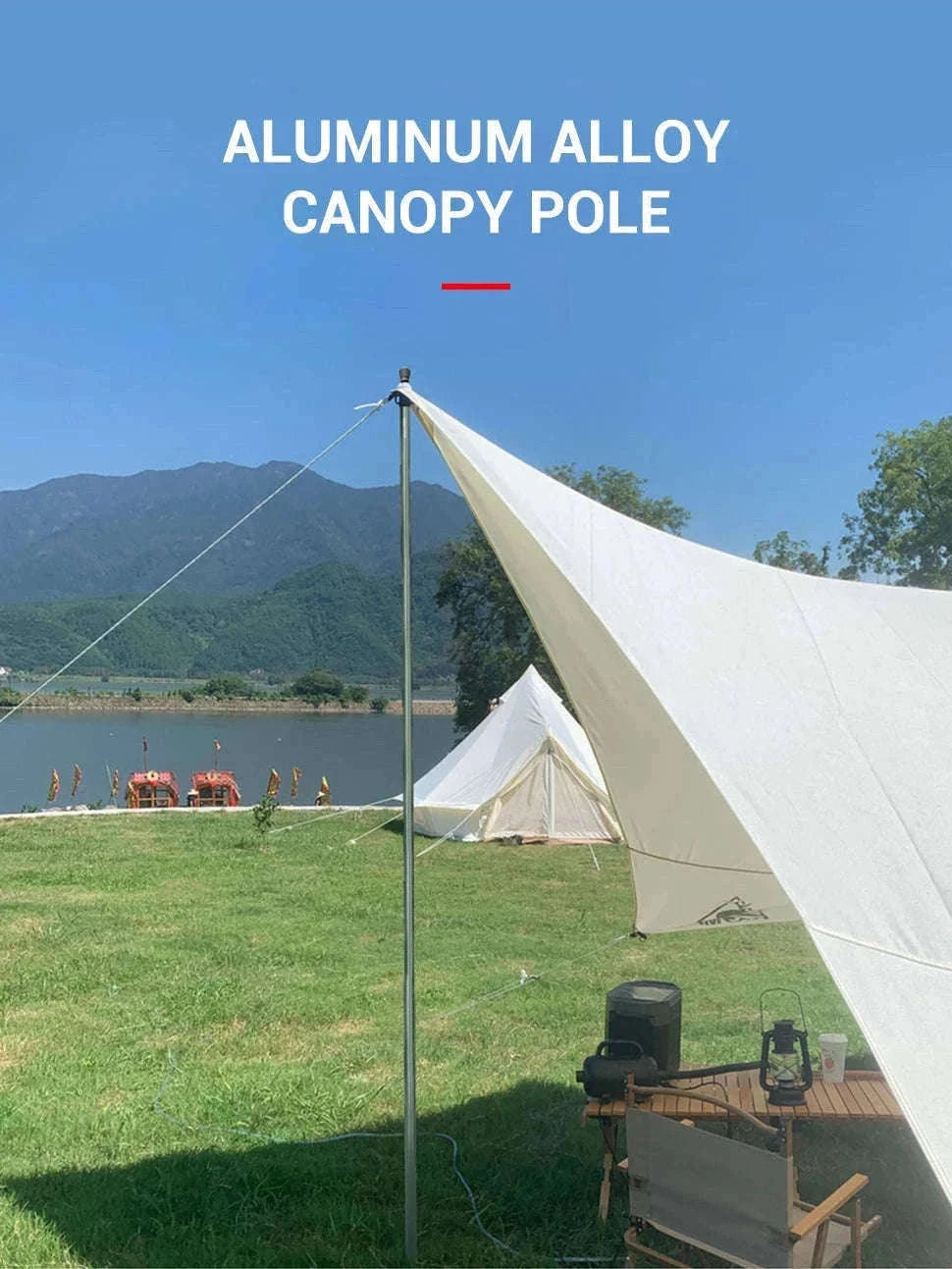 Adjustable Aluminum Tent Pole for Camping, Beach Shelters-Black-1pc