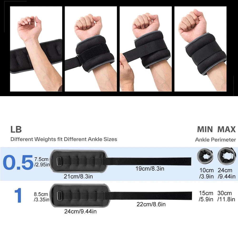 Adjustable Ankle & Wrist Weights for Strength Training-Black-0.5kg-1Pair / China Mainland