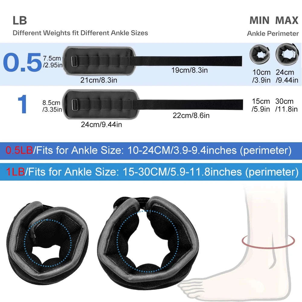 Adjustable Ankle & Wrist Weights for Strength Training-Black-0.5kg-1Pair / China Mainland