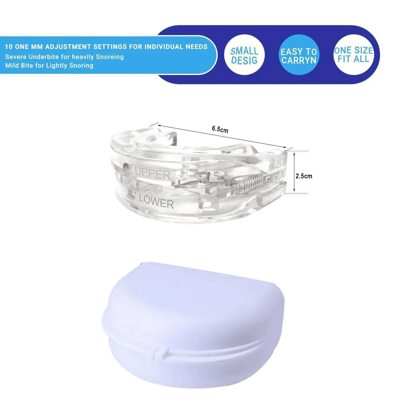 Adjustable Anti-Snoring Mouthpiece for Bruxism & Better Sleep-United States / WHITE