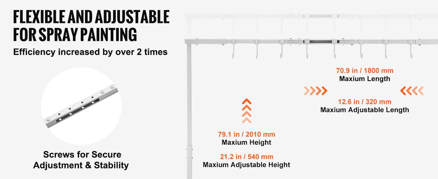 Adjustable Automotive Paint Drying Rack with Hooks & Wheels-66 lbs / United States