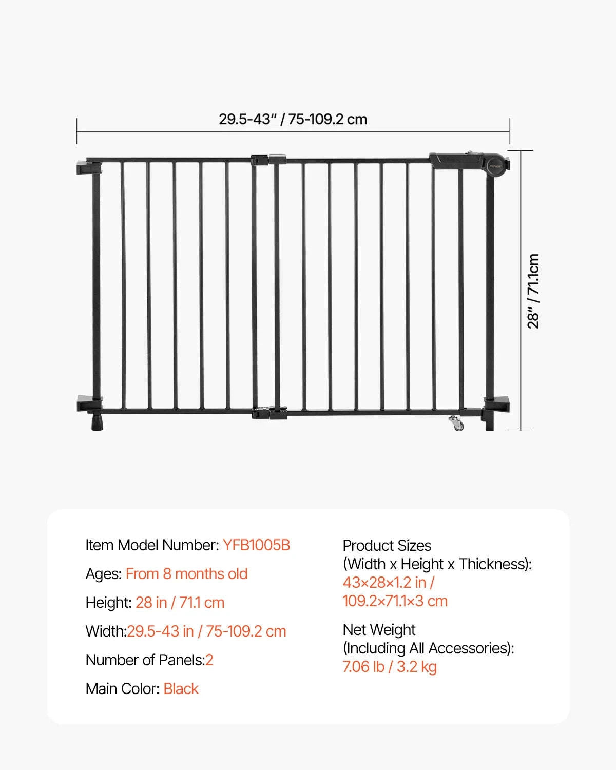 Adjustable Baby Gate for Child and Pet Safety-WHITE / france
