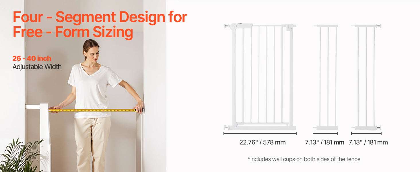 Adjustable Baby Gate with Auto-Close Door for Stairs and Doorways-W29.5-37in 30inH / United States