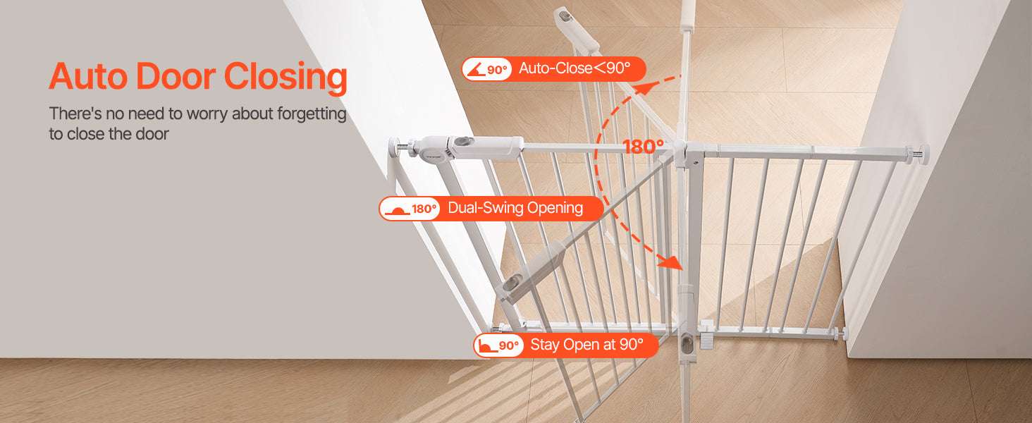 Adjustable Baby Gate with Auto-Close Door for Stairs and Doorways-W29.5-37in 30inH / United States