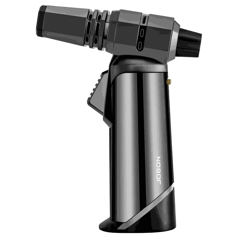 Adjustable Blue Flame Torch Lighter with 360° Rotation and Lock-White