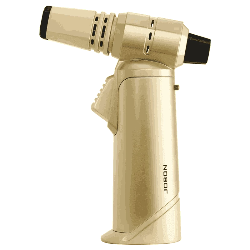 Adjustable Blue Flame Torch Lighter with 360° Rotation and Lock-White