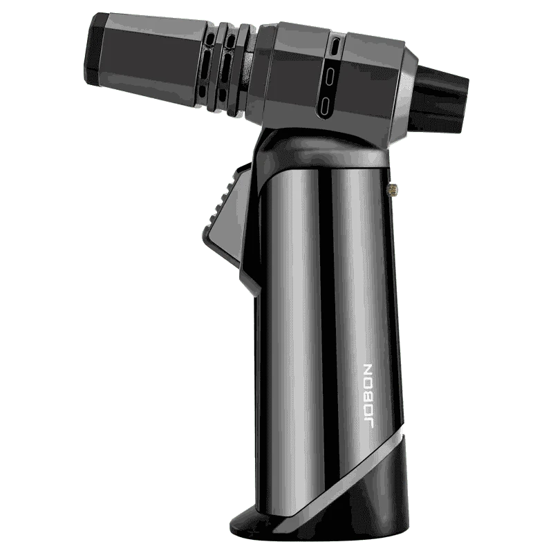Adjustable Blue Flame Torch Lighter with 360° Rotation and Lock-White