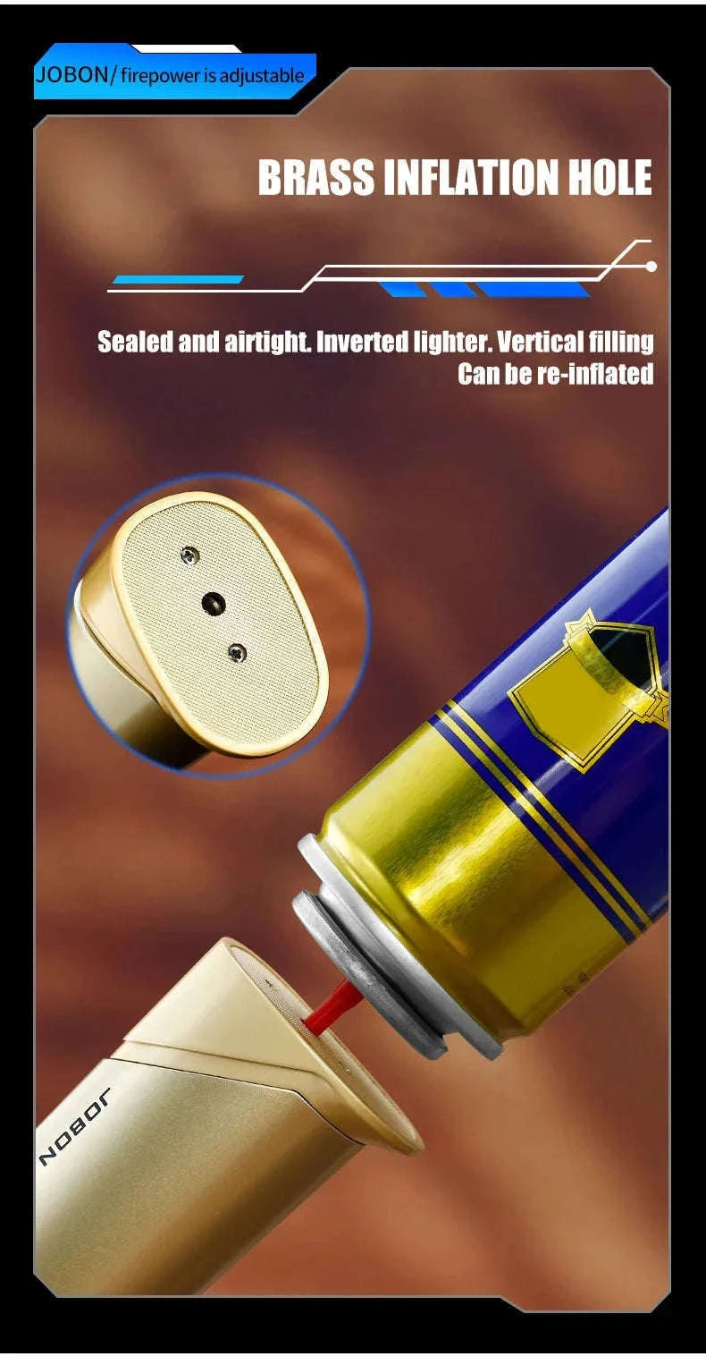 Adjustable Blue Flame Torch Lighter with 360° Rotation and Lock-White
