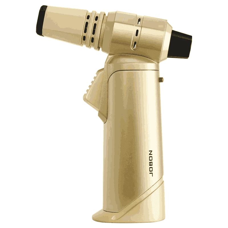 Adjustable Blue Flame Torch Lighter with 360° Rotation and Lock-White