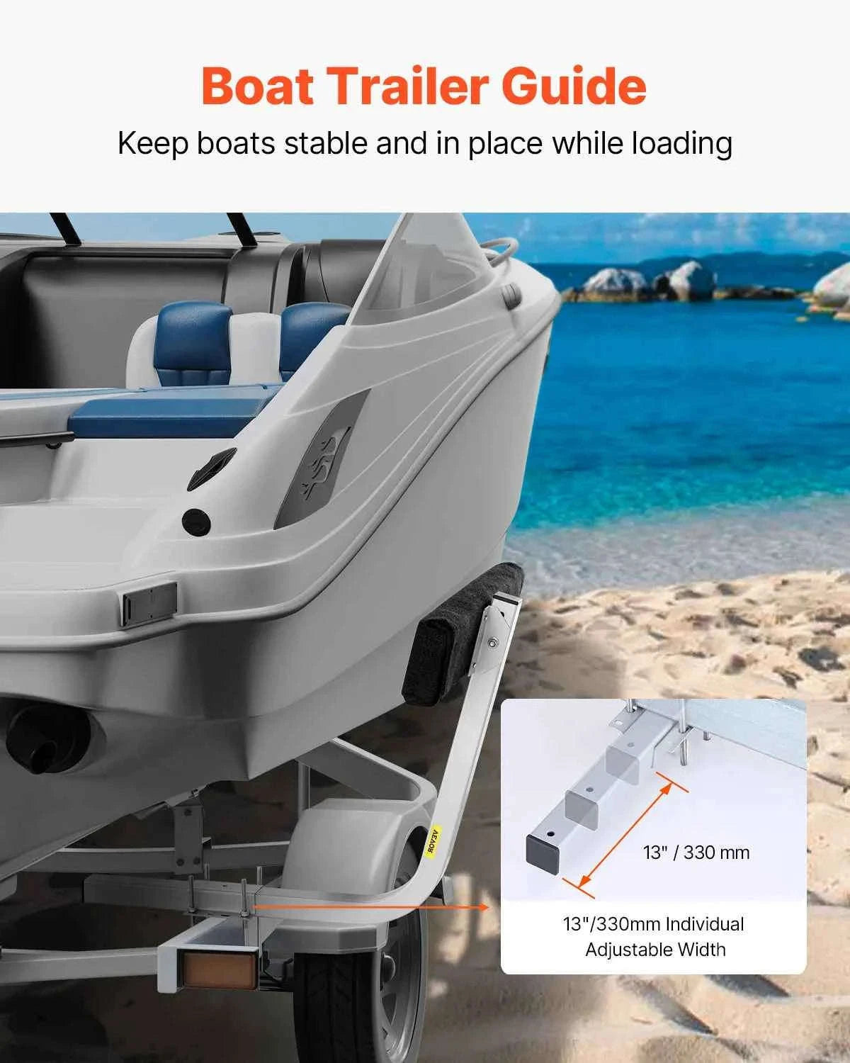 Adjustable Boat Trailer Guide Poles, 2-Piece Heavy-Duty Steel Roller Guide-T-type / United States