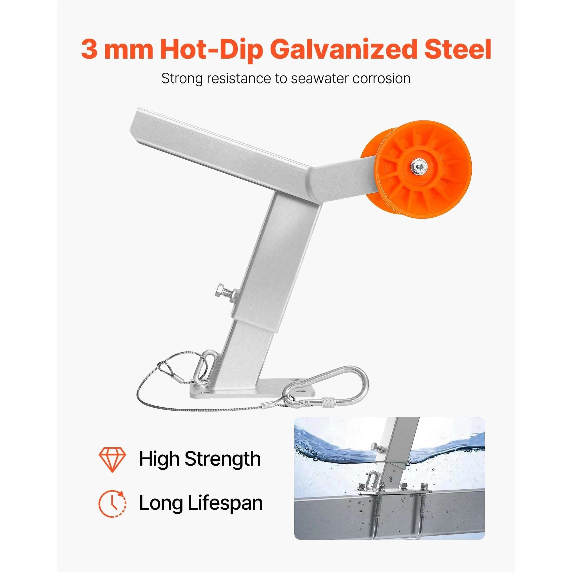 Adjustable Boat Trailer Winch Stand with Roller & U-Bolts-14.3-21.6in Height / United States
