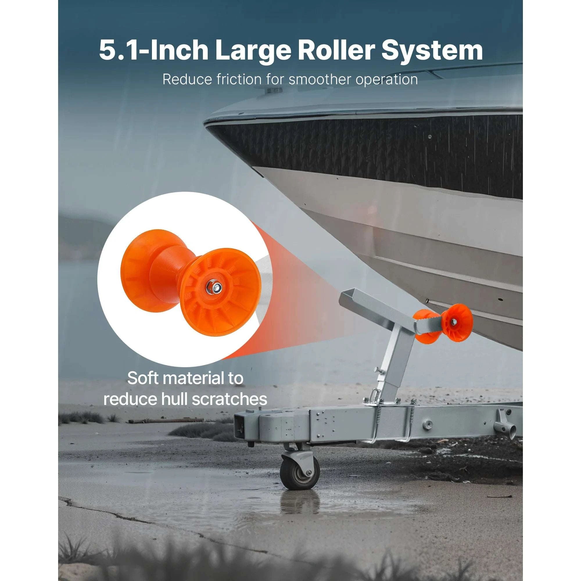 Adjustable Boat Trailer Winch Stand with Roller & U-Bolts-14.3-21.6in Height / United States