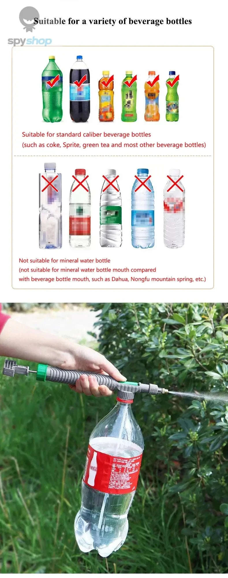 Adjustable Bottle Spray Nozzle for Garden-yellow