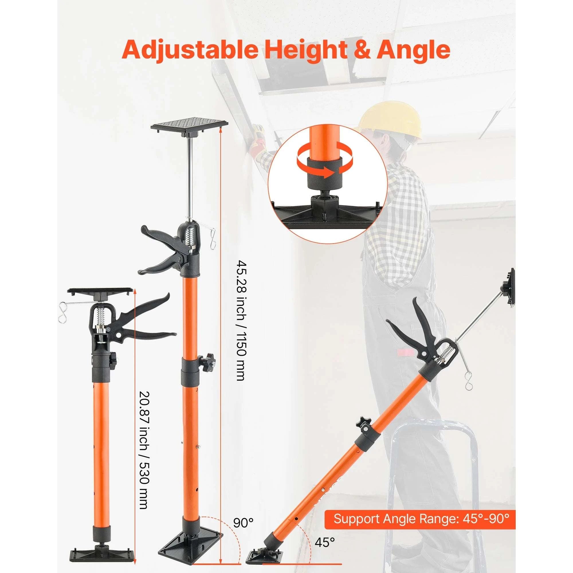 Adjustable Cabinet Jack Support Pole 19–114in Steel Lift Rod-2 pcs 45-114inch / United States