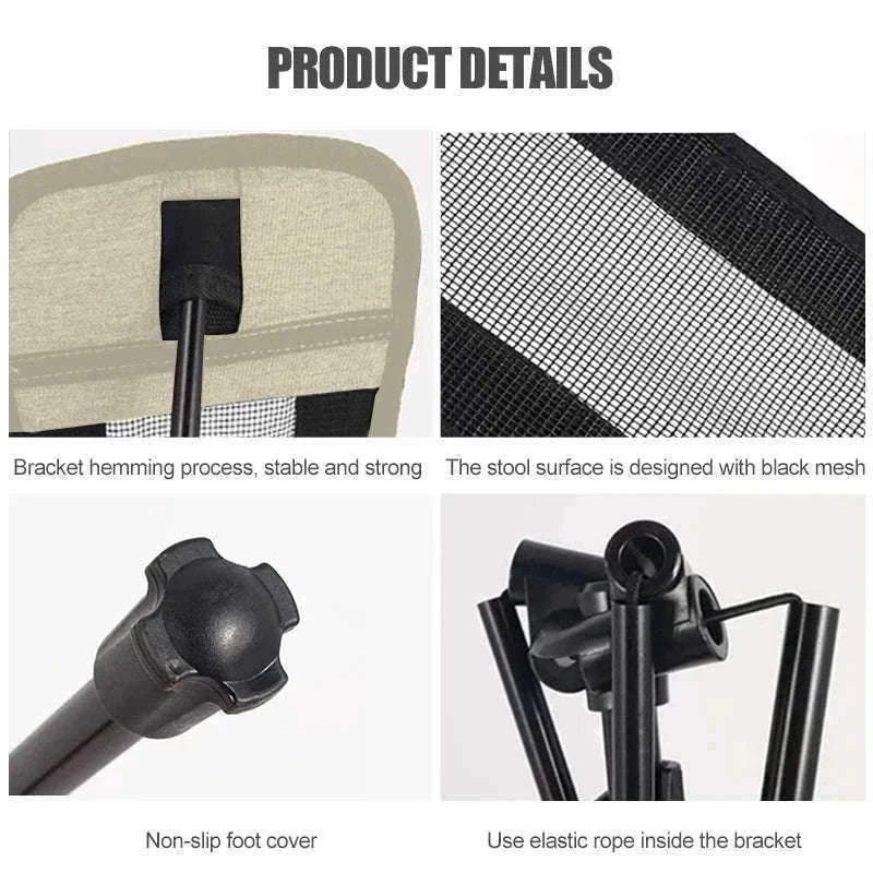 Adjustable Camping Chair Foot Rest Stool with 40–70cm Support-Khaki