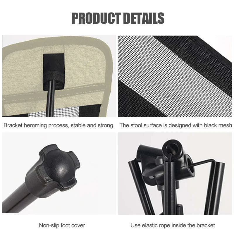 Adjustable Camping Chair Foot Rest Stool with 40–70cm Support-Khaki