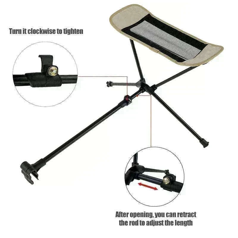 Adjustable Camping Chair Foot Rest Stool with 40–70cm Support-Khaki