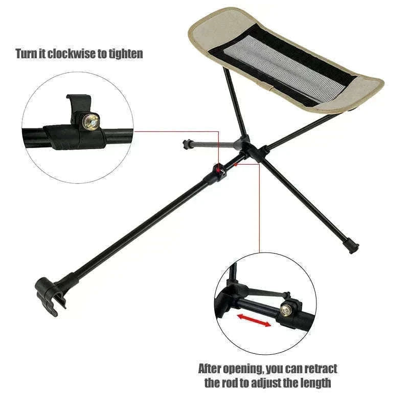 Adjustable Camping Chair Foot Rest Stool with 40–70cm Support-Khaki