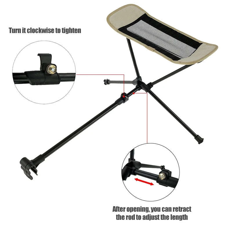 Adjustable Camping Chair Foot Rest Stool with 40–70cm Support-Khaki