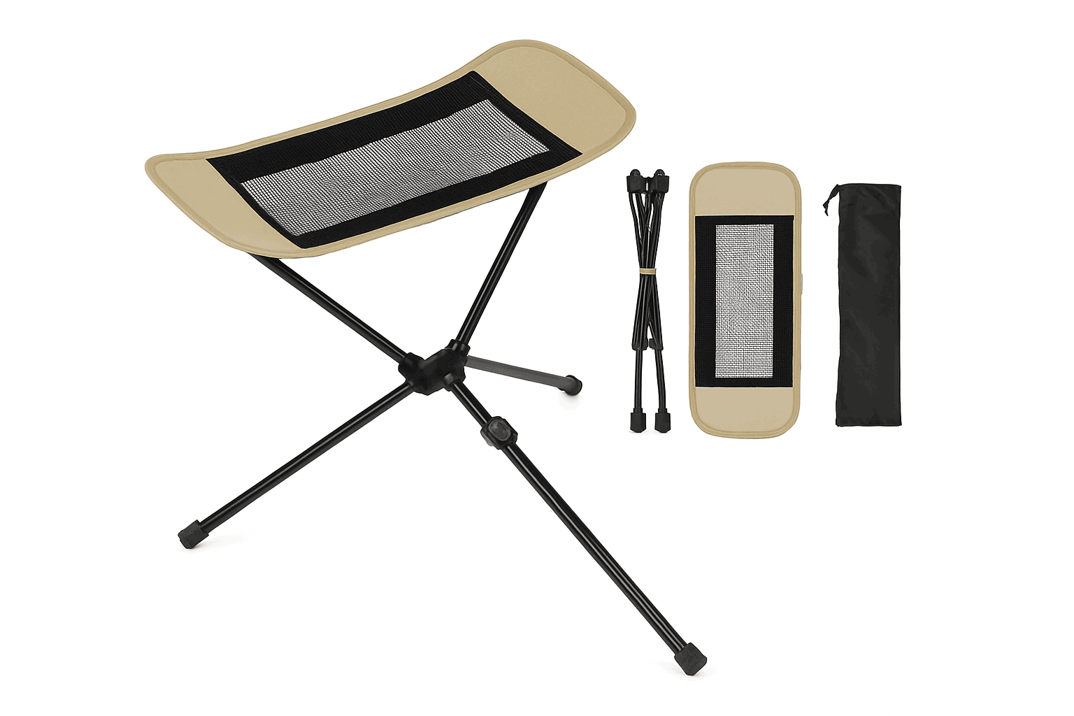 Adjustable Camping Chair Foot Rest Stool with 40–70cm Support-Khaki