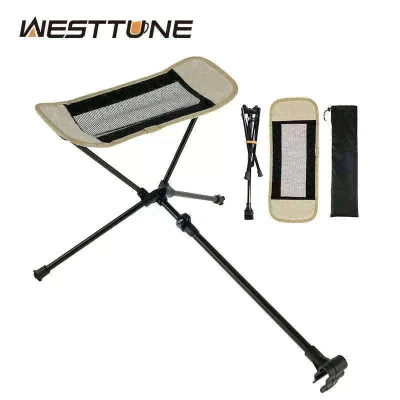 Adjustable Camping Chair Foot Rest Stool with 40–70cm Support-Khaki