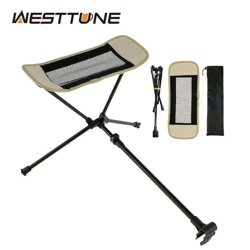 Adjustable Camping Chair Foot Rest Stool with 40–70cm Support-Khaki