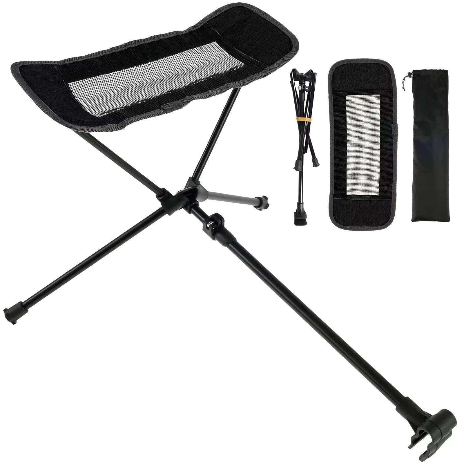 Adjustable Camping Chair Foot Rest Stool with 40–70cm Support-Khaki