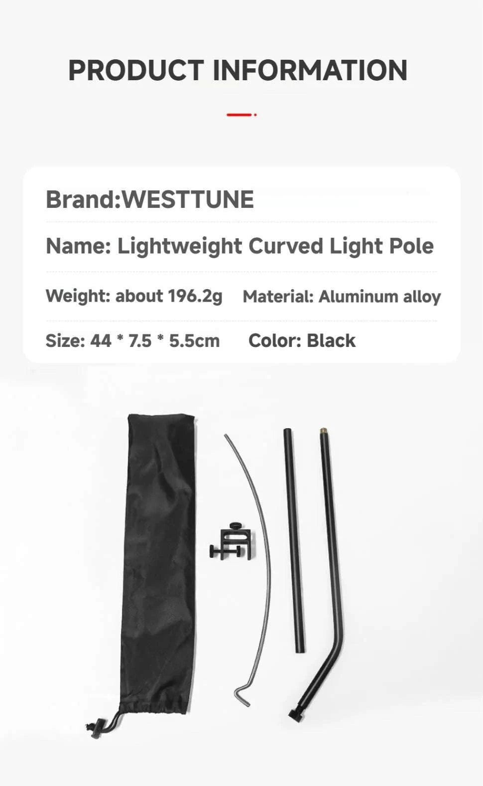 Adjustable Camping Lamp Stand Hook with 360° Positioning-Slivery
