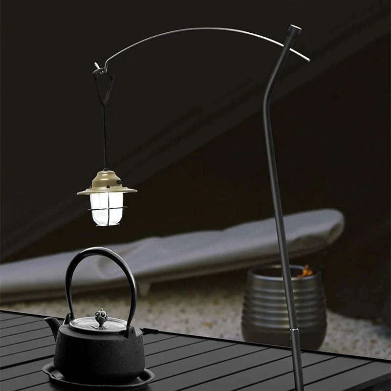 Adjustable Camping Lamp Stand Hook with 360° Positioning-Slivery