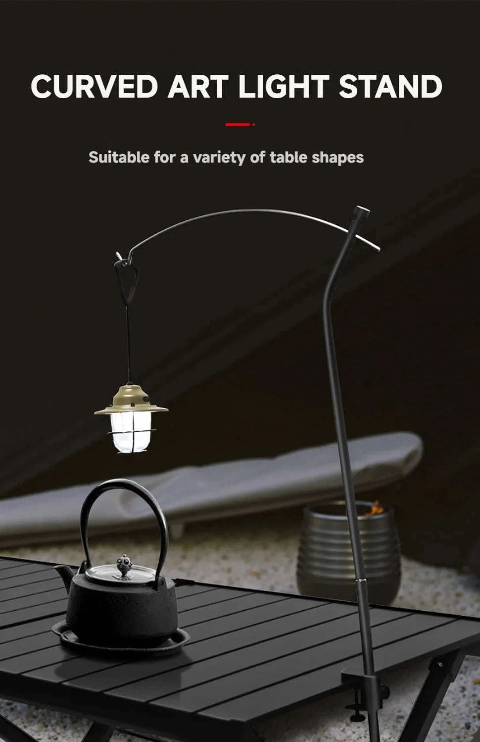 Adjustable Camping Lamp Stand Hook with 360° Positioning-Slivery