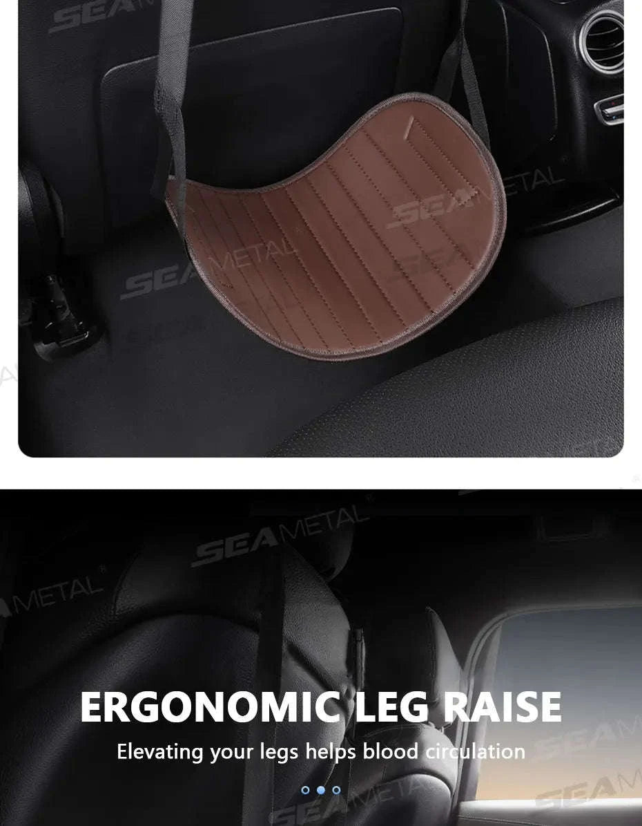 Adjustable Car Hanging Footrest Pad for Travel Comfort-Brown