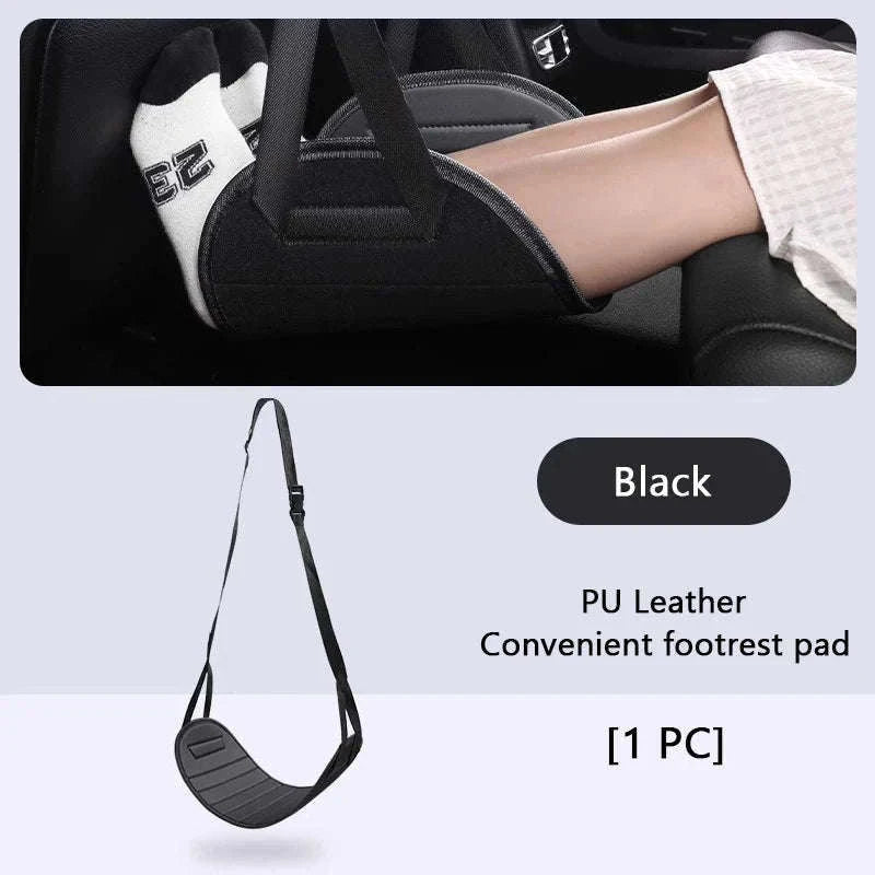 Adjustable Car Hanging Footrest Pad for Travel Comfort-Brown