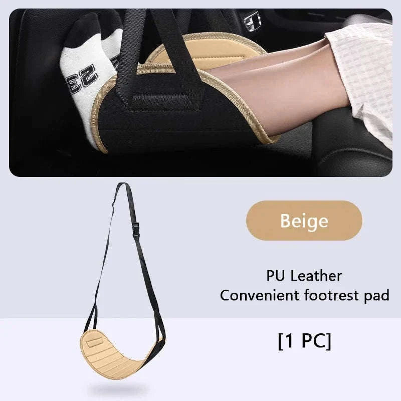 Adjustable Car Hanging Footrest Pad for Travel Comfort-Brown