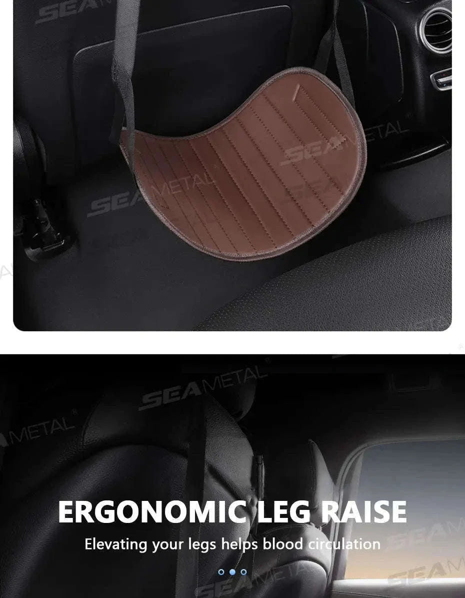 Adjustable Car Hanging Footrest Pad for Travel Comfort-Brown