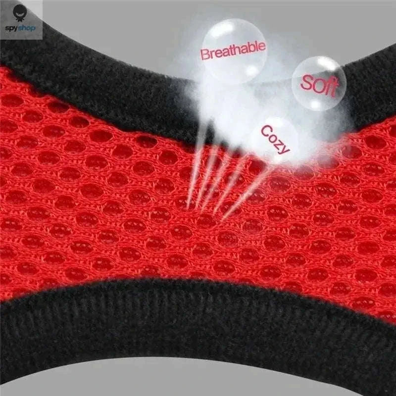 Adjustable Cat Harness Vest with Leash – Breathable, Secure, Comfortable Fit-ROSE RED / M