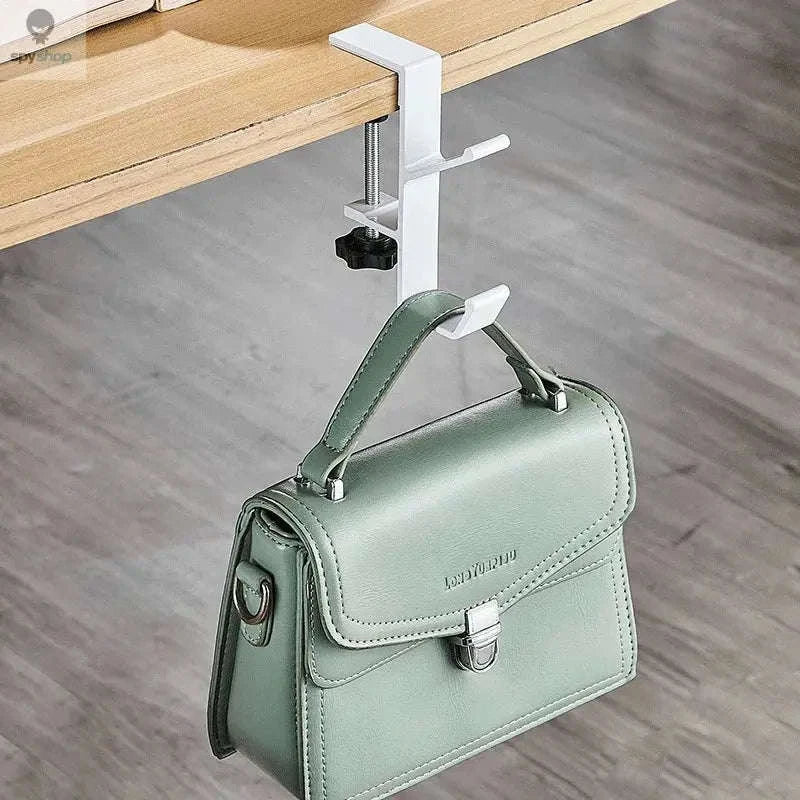 Adjustable Desk Hook – Clamp-On Organizer for Headsets, Bags, and Cables-white3pcs