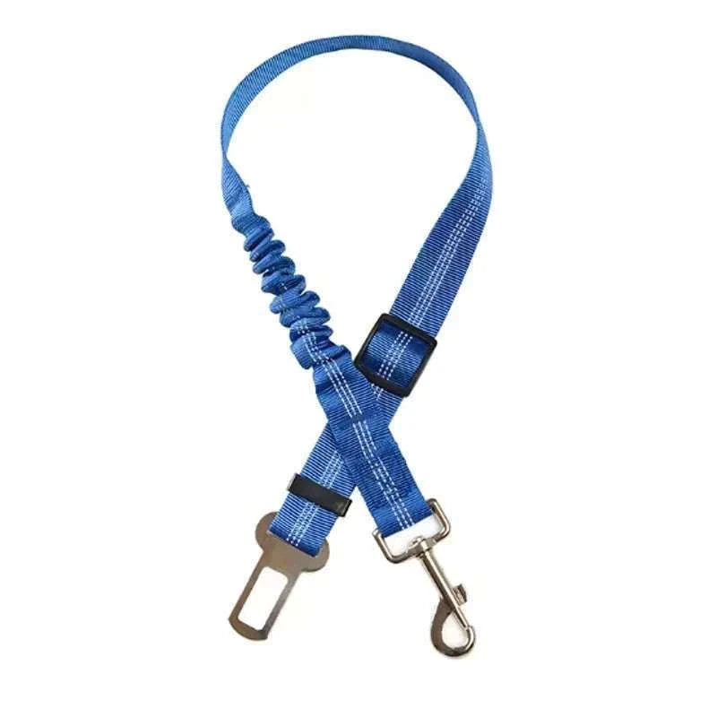 Adjustable Dog Car Safety Belt with Damping and Reflective Line-black