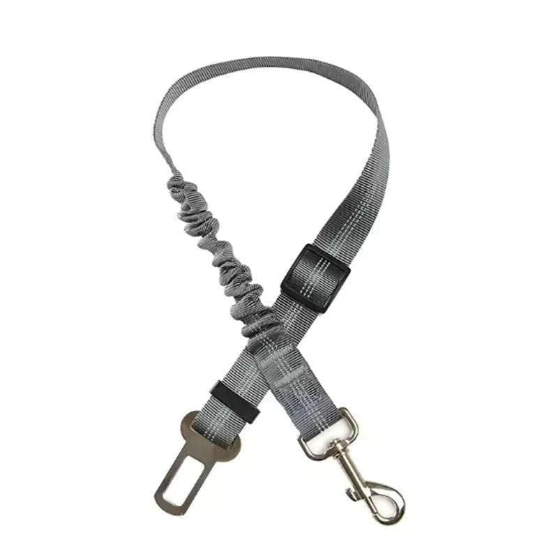 Adjustable Dog Car Safety Belt with Damping and Reflective Line-black