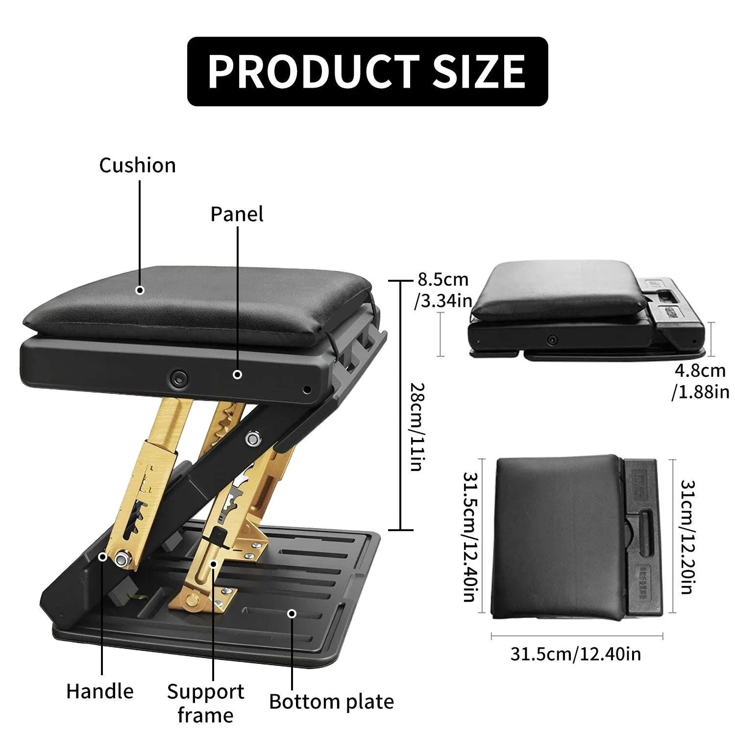 Adjustable Ergonomic Footrest with 4 Levels & Removable Cushion-black / france