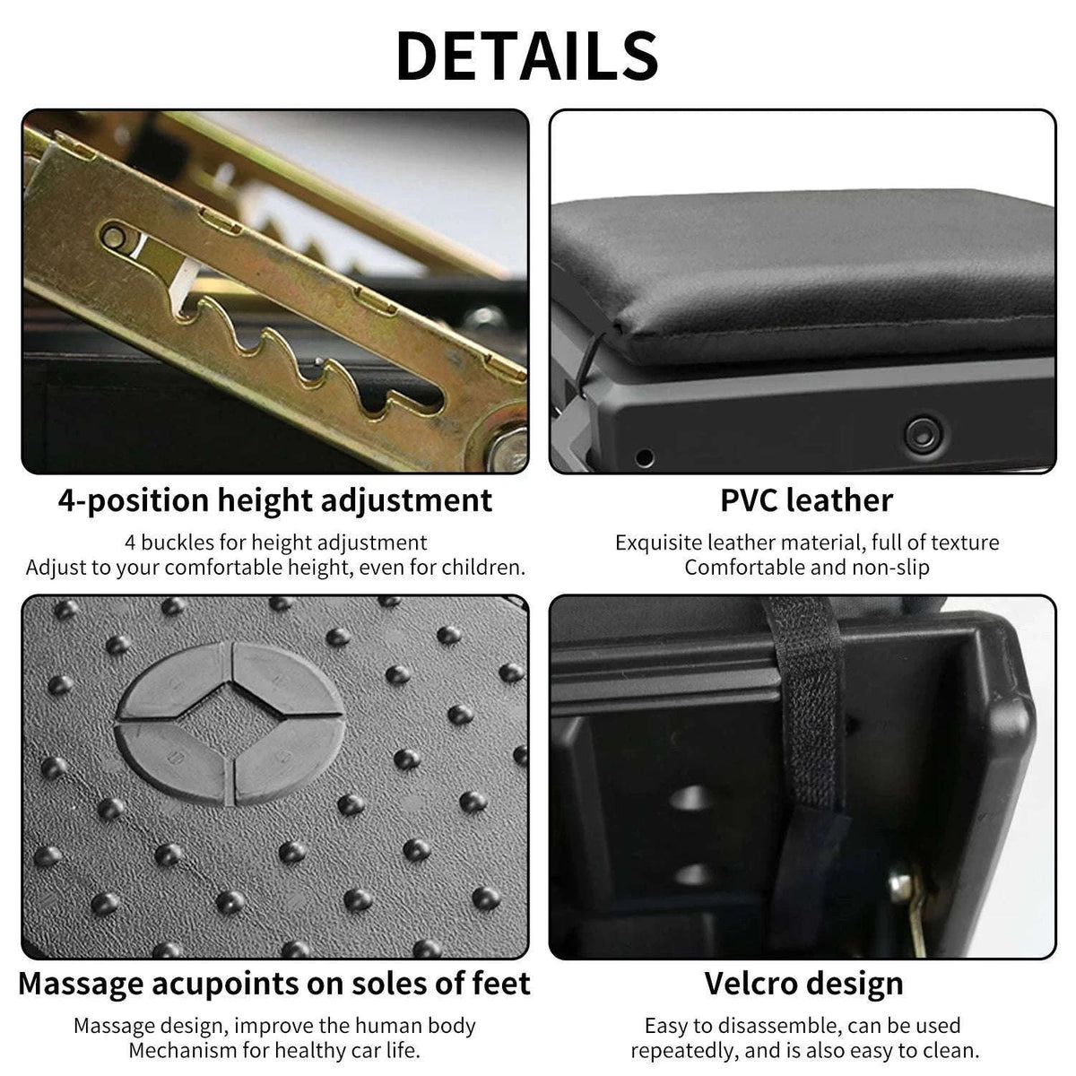 Adjustable Ergonomic Footrest with 4 Levels & Removable Cushion-black / france
