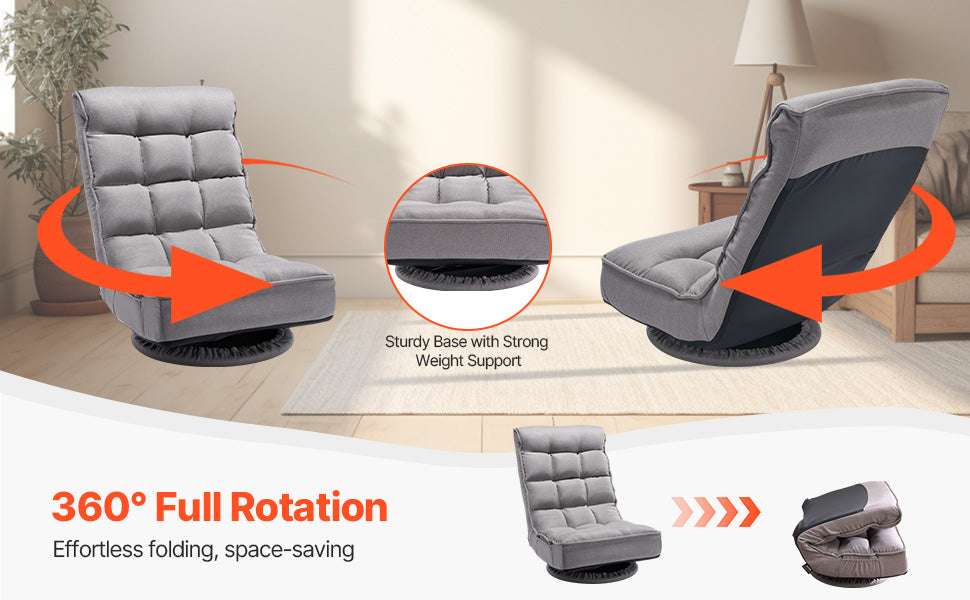 Adjustable Floor Chair with Back Support, Foldable Foam Sofa-