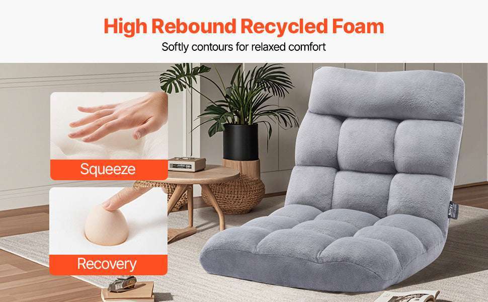 Adjustable Floor Chair with Back Support, Foldable Foam Sofa-