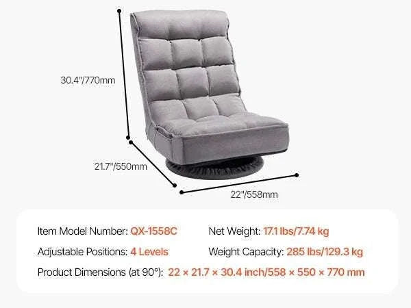 Adjustable Floor Chair with Back Support, Foldable Foam Sofa-