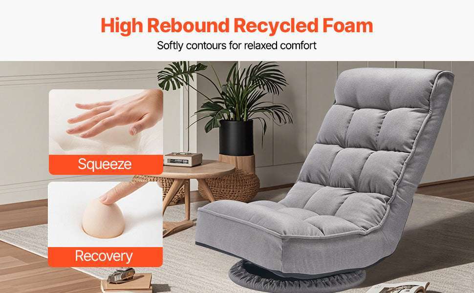 Adjustable Floor Chair with Back Support, Foldable Foam Sofa-