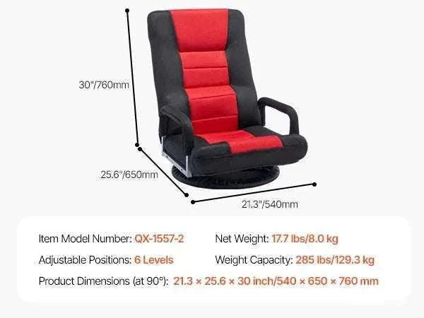 Adjustable Floor Chair with Back Support, Foldable Foam Sofa-Swivel with Armrest / spain