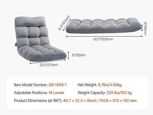 Adjustable Floor Chair with Back Support, Foldable Foam Sofa-Swivel with Armrest / spain