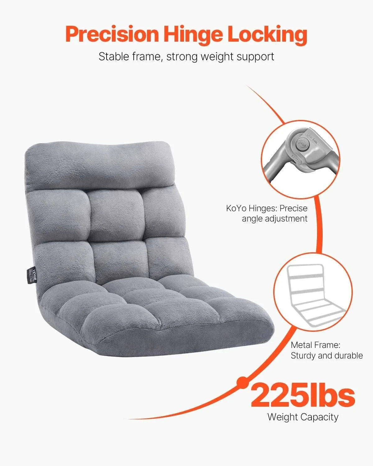 Adjustable Floor Chair with Back Support, Foldable Foam Sofa-Swivel with Armrest / spain