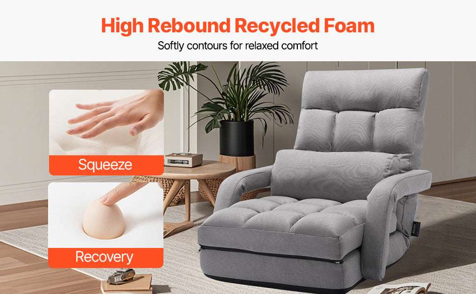 Adjustable Floor Chair with Back Support, Foldable Foam Sofa-Swivel with Armrest / spain