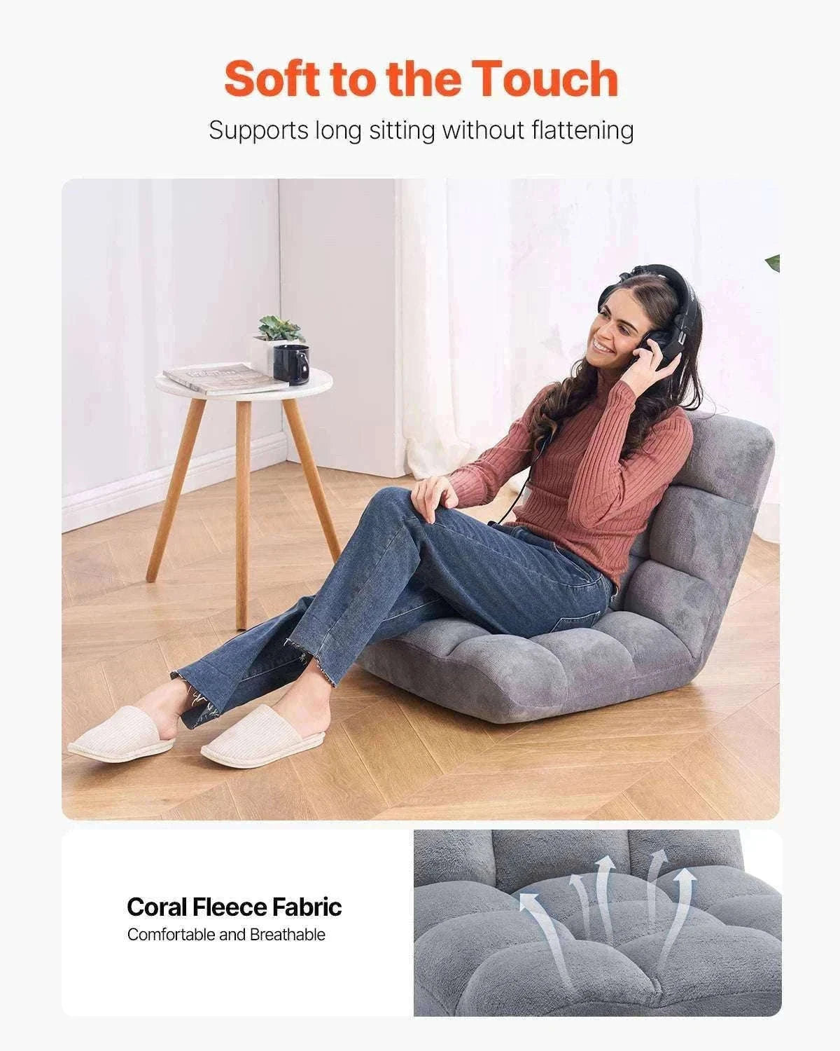 Adjustable Floor Chair with Back Support, Foldable Foam Sofa-Swivel with Armrest / spain
